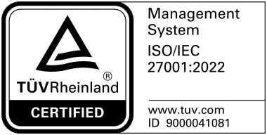 TUV Rheinland Certified - Management System ISO/IEC 27001:2022